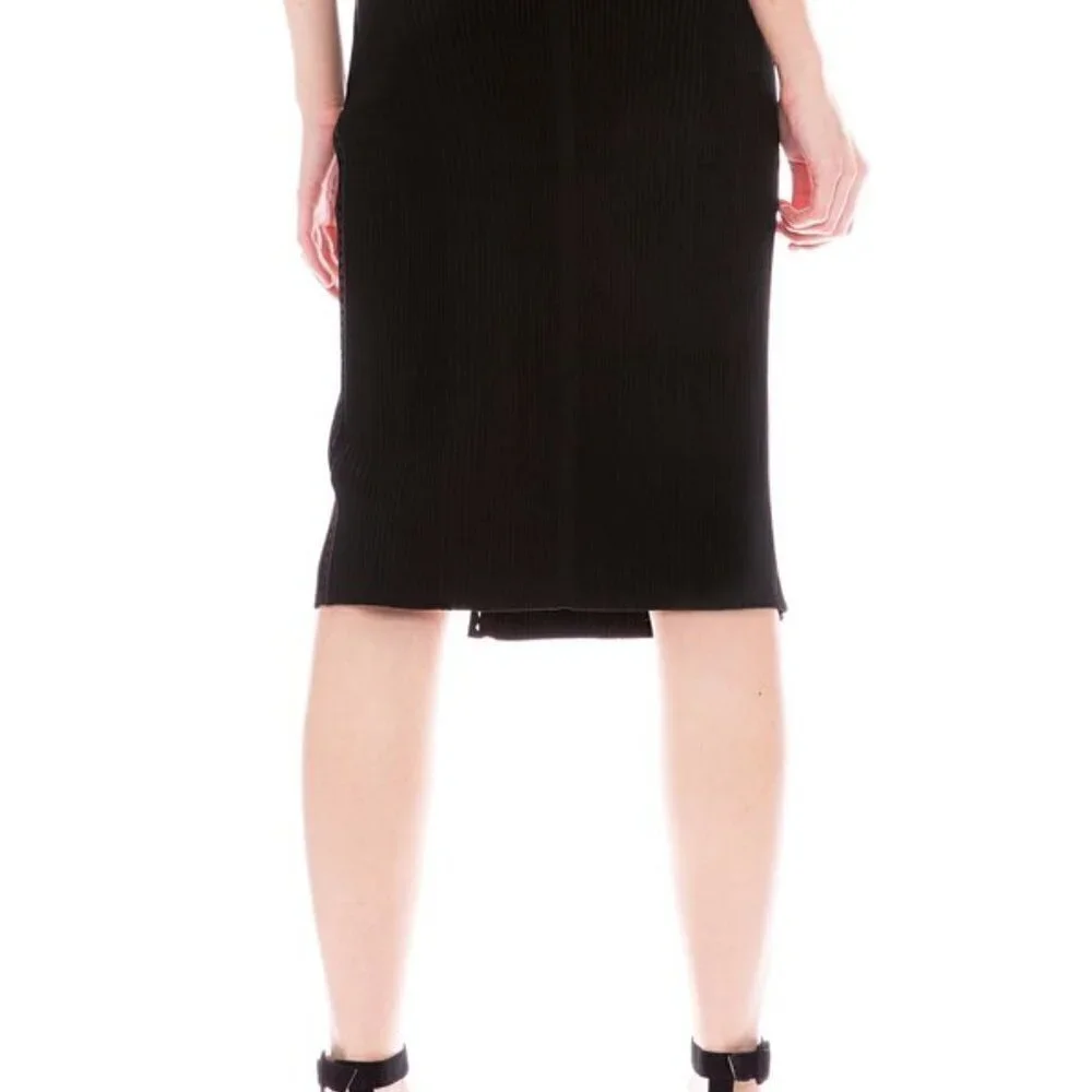 Jonathan Simkhai Eyelet Ribbed Knit Wrap Skirt Black Slit Midi Size XS